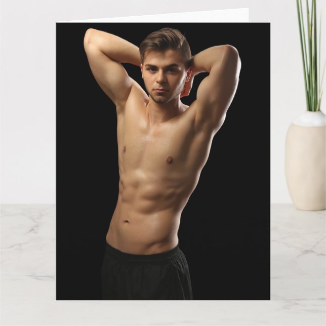 Smooth Pits Hot Guy Greetings Card (Front)