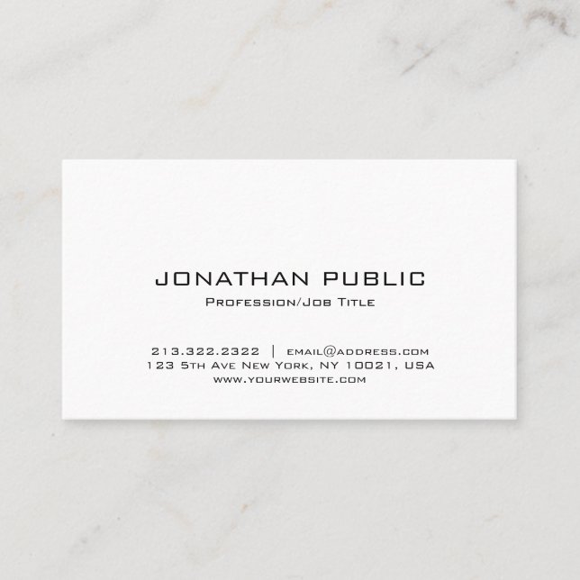 Smooth Plain Elegant Minimalist Classic Design Business Card (Front)