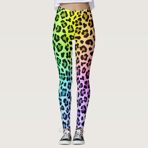 Smooth Rainbow Bold and Beautiful Leopard Animal  Leggings