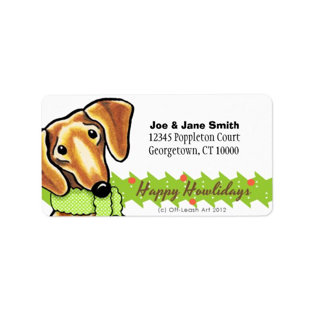 Smooth Red Dachshund Christmas Label (Front)