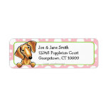 Smooth Red Dachshund Pink Polka Dots Label
