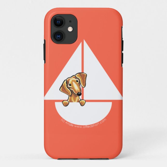 Smooth Red Dachshund Sailboat Red Case-Mate iPhone Case (Back)