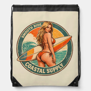 Smooth Ride Coastal Supply Surf Pin-Up Daypack Drawstring Bag