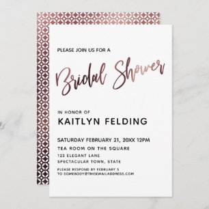 Smooth Rose Gold Ombre Bridal Shower Typography Invitation