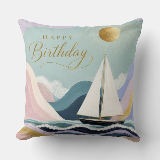 Smooth Sailing into Another Year Throw Pillow (Front)