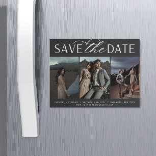 Smooth Script 3 Photo Save the Date Magnet