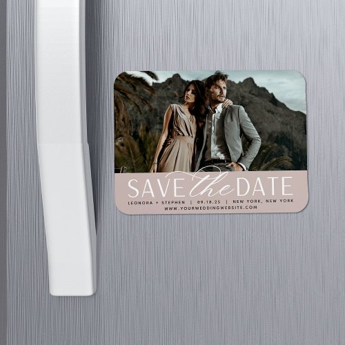 Smooth Script  Horizontal Photo Save the Date Magnet