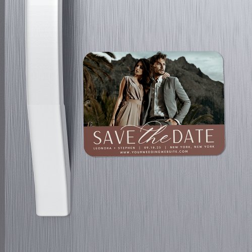 Smooth Script  Horizontal Photo Save the Date Magnet