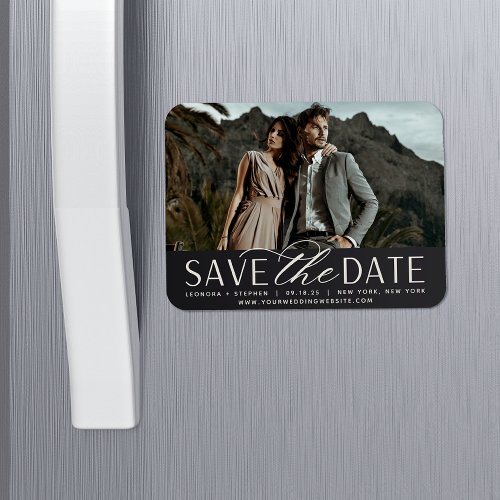 Smooth Script  Horizontal Photo Save the Date Magnet