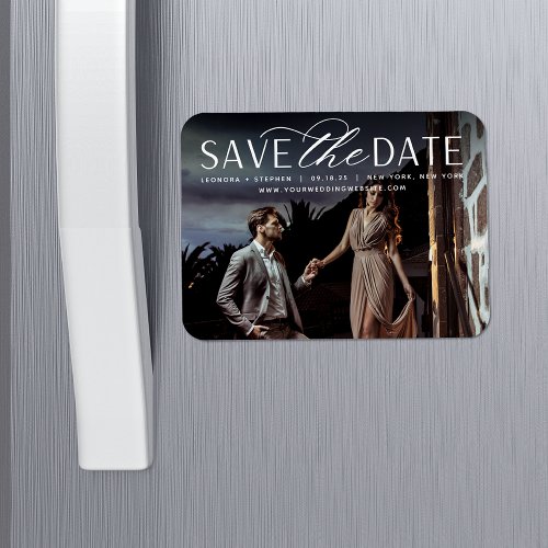 Smooth Script  Horizontal Photo Save the Date Magnet