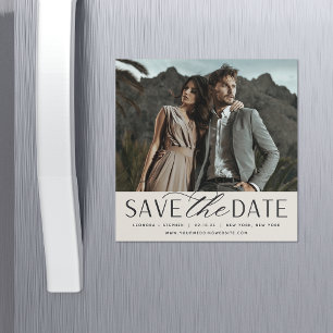 Smooth Script Photo Save the Date Magnet