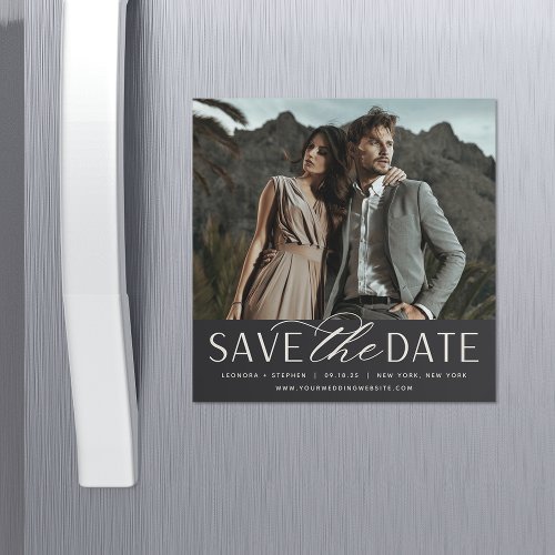 Smooth Script  Photo Save the Date Magnet