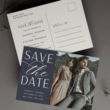 Smooth Script | Photo Wedding Save The Date Announcement Postcard by RedwoodAndVine at Zazzle