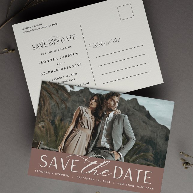 Smooth Script | Photo Wedding Save the Date Announcement Postcard (Creator Uploaded)