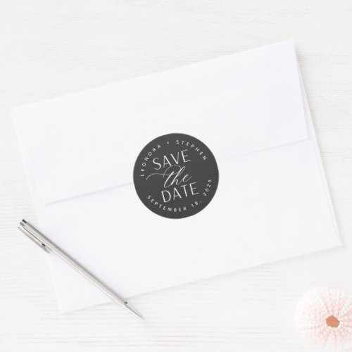 Smooth Script  Save the Date Classic Round Sticker
