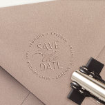Smooth Script Save the Date Return Address Embosser<br><div class="desc">Finish your save the date mailings with this elegant return address embosser,  featuring your names and return address curved around the words "save the date" in chic block and script typography. Designed to coordinate with our Smooth Script save the date collection.</div>