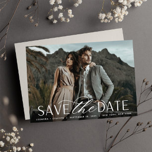 Smooth Script   Single Horizontal Photo Wedding Save The Date