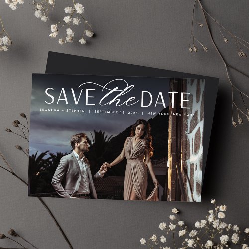 Smooth Script  Single Horizontal Photo Wedding Save The Date
