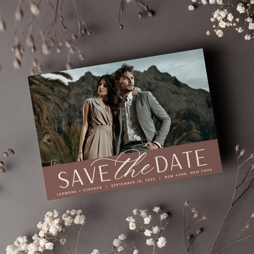 Smooth Script  Single Horizontal Photo Wedding Save The Date