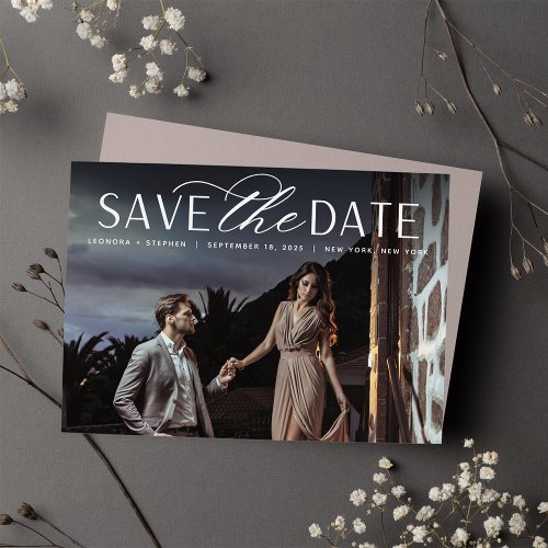 Smooth Script  Single Horizontal Photo Wedding Save The Date