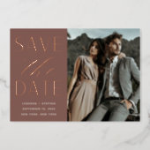 Smooth Script | Single Photo Save the Date Foil Invitation (Front)