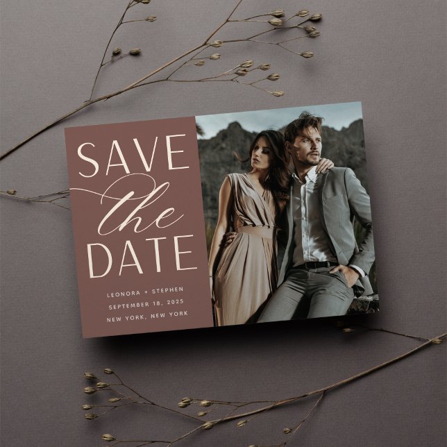 Smooth Script | Single Photo Save the Date Foil Invitation