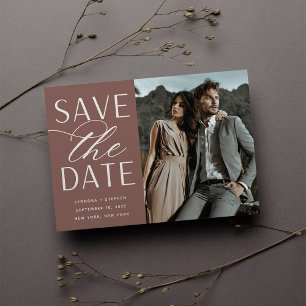 Smooth Script Single Photo Wedding Save The Date