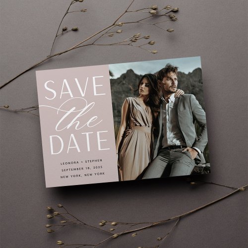 Smooth Script  Single Photo Wedding Save The Date