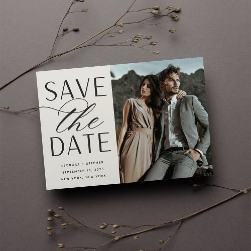 Smooth Script  Single Photo Wedding Save The Date