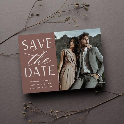 Smooth Script  Single Photo Wedding Save The Date