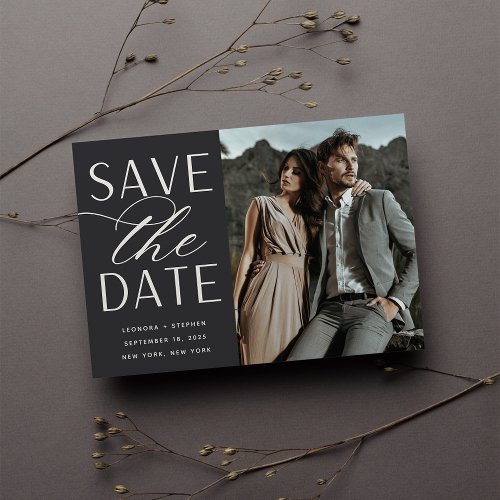 Smooth Script  Single Photo Wedding Save The Date