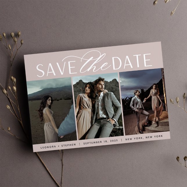 Smooth Script | Three Photo Wedding Save The Date (Creator Uploaded)