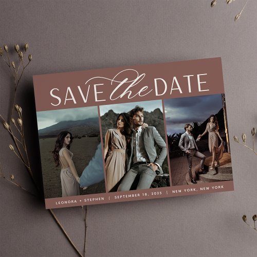 Smooth Script  Three Photo Wedding Save The Date
