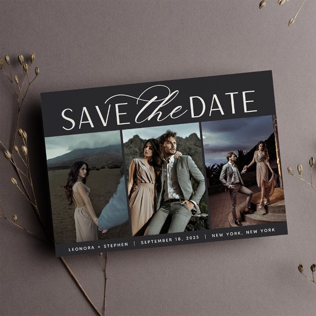 Smooth Script | Three Photo Wedding Save The Date (Creator Uploaded)