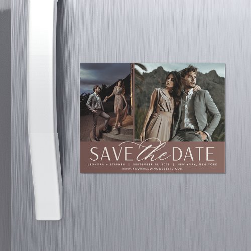 Smooth Script  Two Photo Save the Date Magnet