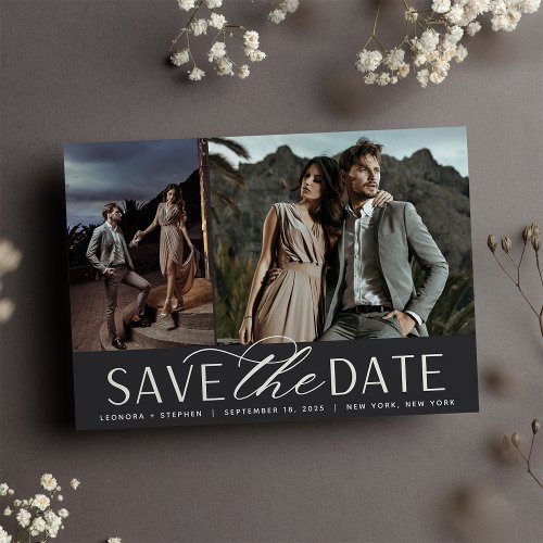 Smooth Script  Two Photo Wedding Save The Date