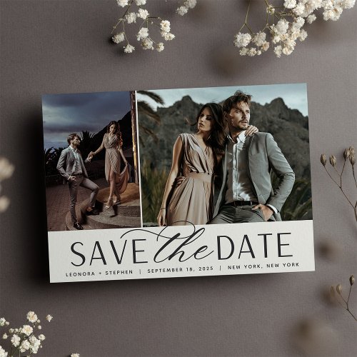 Smooth Script  Two Photo Wedding Save The Date