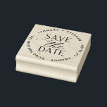 Smooth Script Wedding Save the Date Return Address Rubber Stamp<br><div class="desc">Finish your wedding save the date mailings with this elegant self inking stamp featuring your names and return address curved around the words "save the date" in chic block and script lettering. Designed to coordinate with our Smooth Script save the date collection.</div>