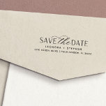 Smooth Script Wedding Save the Date Return Address Self-inking Stamp<br><div class="desc">Finish your wedding save the date mailings with this elegant self inking stamp featuring your names and return address beneath "save the date" in chic block and script lettering. Designed to coordinate with our Smooth Script save the date collection.</div>