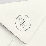 Smooth Script Wedding Save the Date Return Address Self-inking Stamp<br><div class="desc">Finish your wedding save the date mailings with this elegant self inking return address stamp featuring your names and return address curved around the words "save the date" in chic block and script lettering. Designed to coordinate with our Smooth Script save the date collection.</div>
