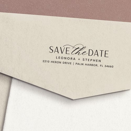 Smooth Script Wedding Save the Date Return Address Self_inking Stamp