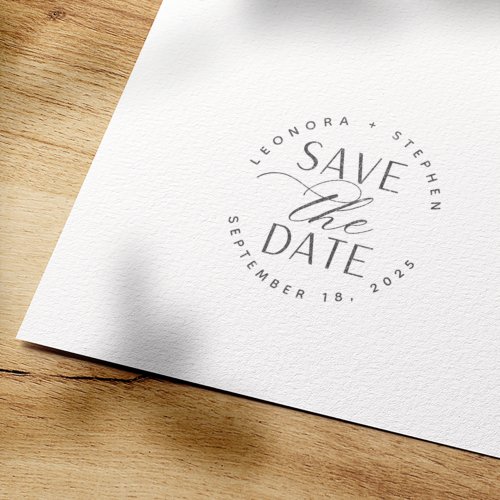 Smooth Script Wedding Save the Date Self_inking Stamp