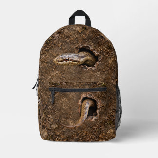 Smooth Snake Emerging from Rocky Holes Wildlife Printed Backpack