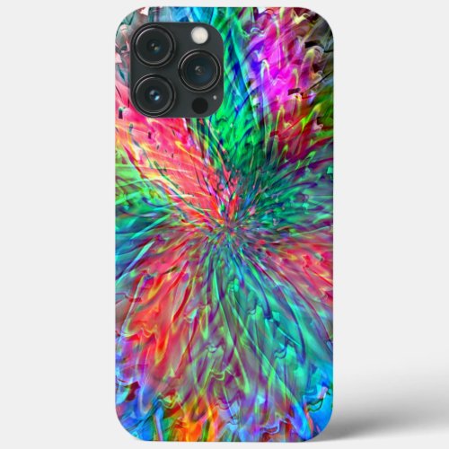 Smooth spiral in overlapping showy colored spots iPhone 13 pro max case