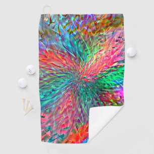 Smooth spiral in overlapping showy colored spots golf towel