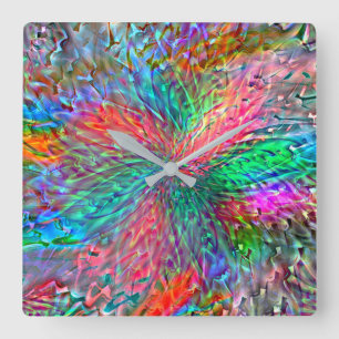 Smooth spiral in overlapping showy colored spots square wall clock