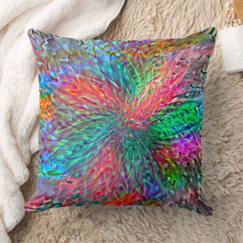 Smooth spiral in overlapping showy colored spots throw pillow