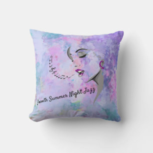 Smooth Summer Night Jazz Abstract Lavender Throw Pillow