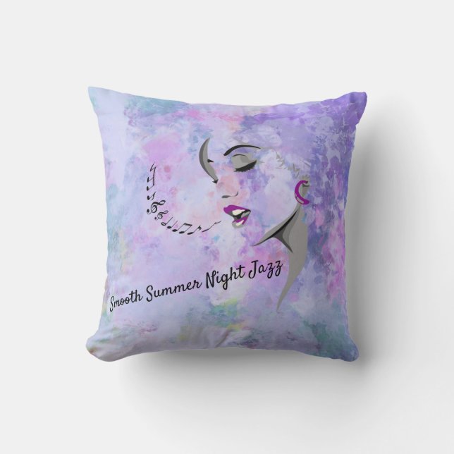 Smooth Summer Night Jazz Abstract Lavender Throw Pillow (Front)