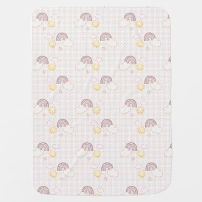 Smooth-toned rainbow with chess baby blanket (Front)